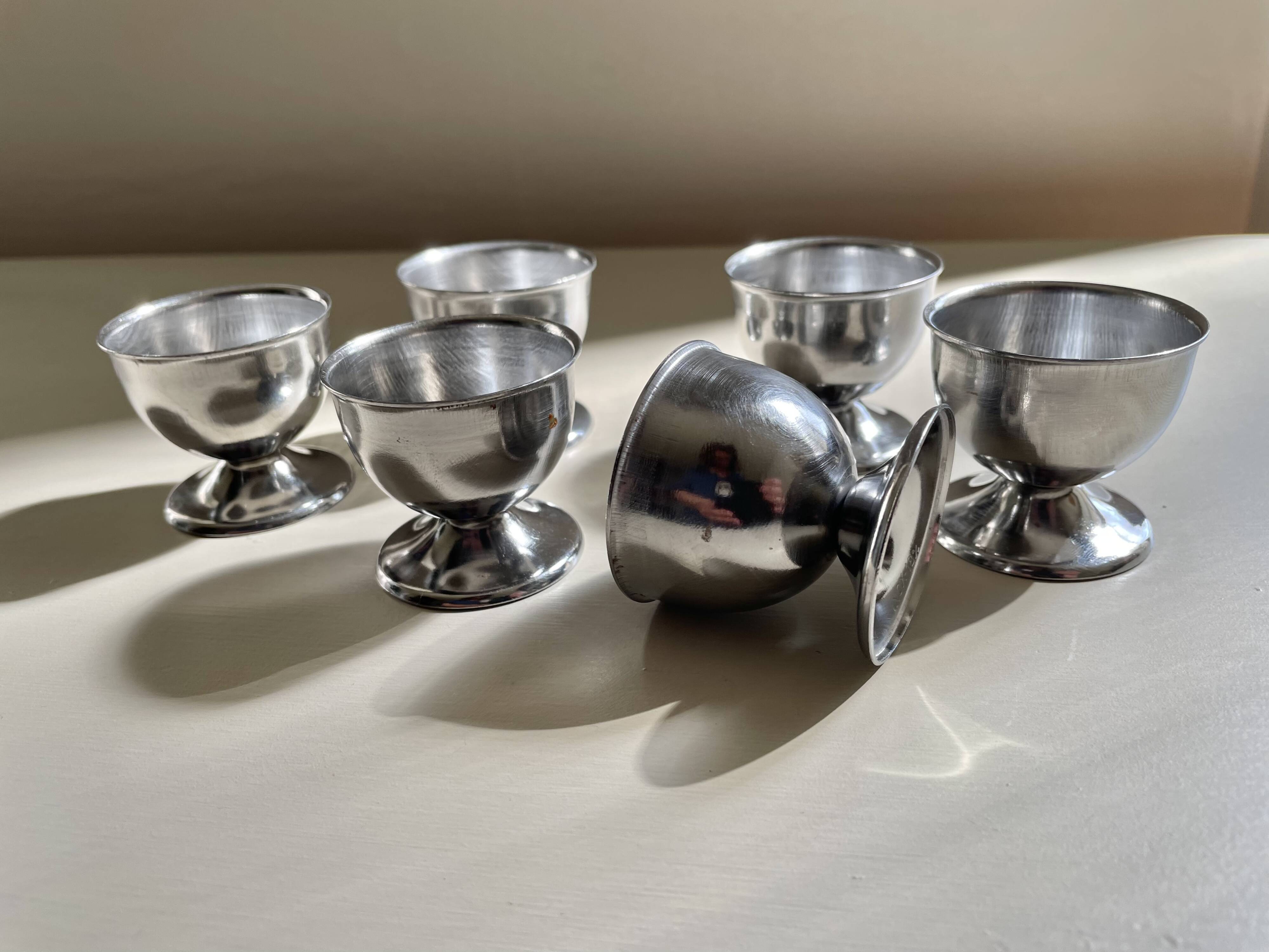 Vintage stainless steel egg cups
