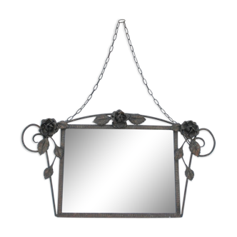 Art Deco-style wrought-iron mirror - 65x37cm