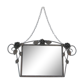 Miroir en fer forgé style Art Déco - 65x37cm