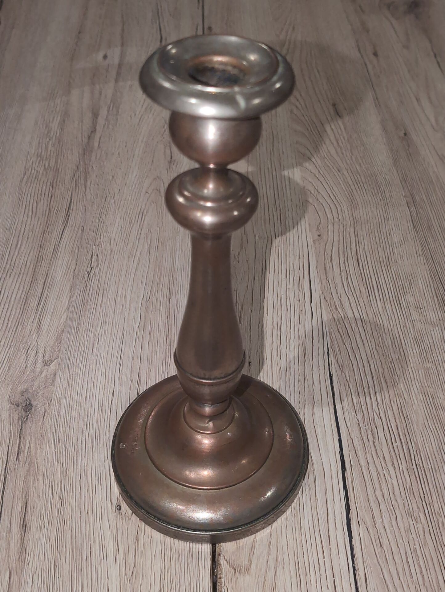 Antique Silver-Plated Metal Candlestick Vintage Torch 18th 19th Century