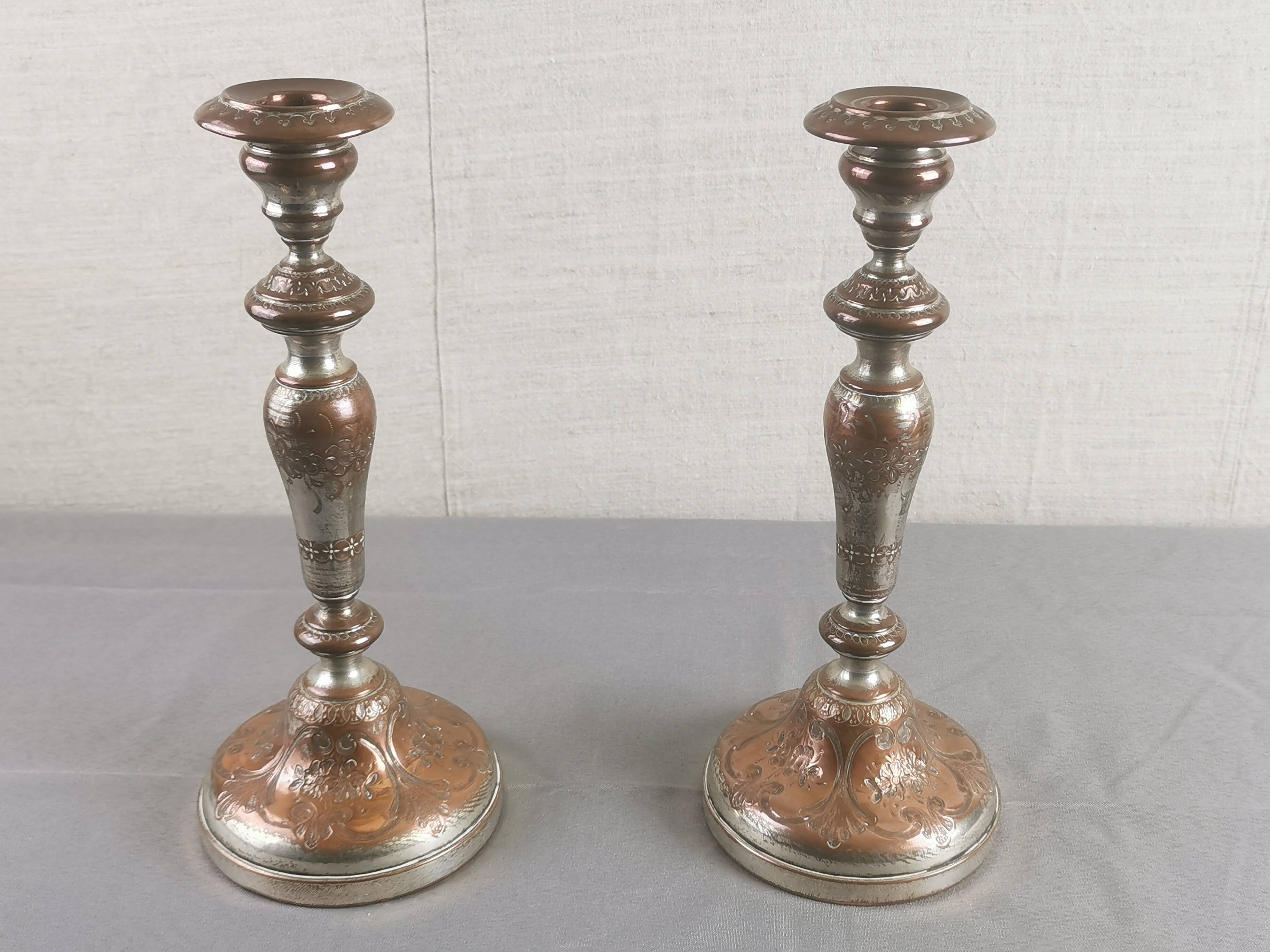 PAIR OF ANCIENT CANDLE HOLDERS