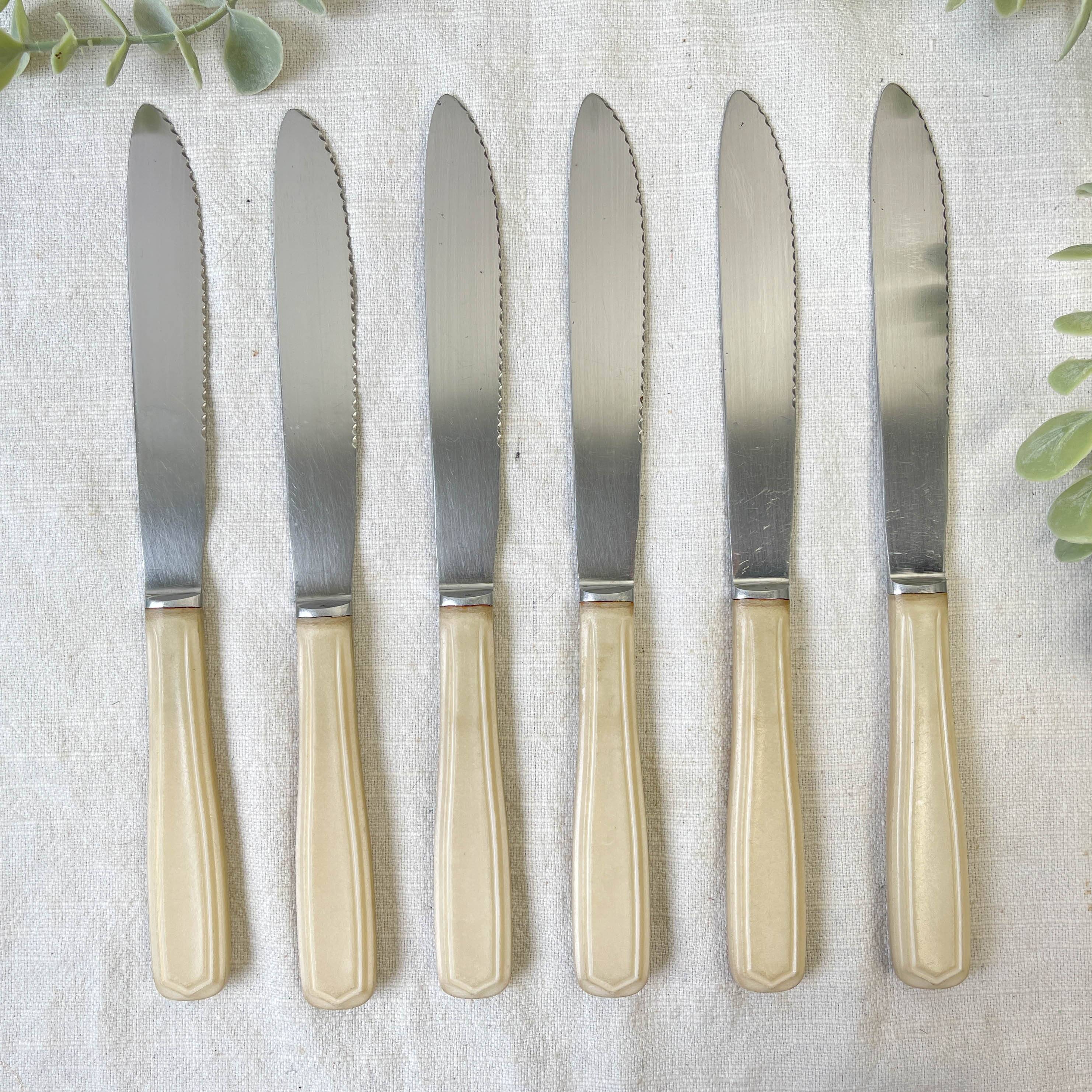 6 vintage Bakelite ivory knives France