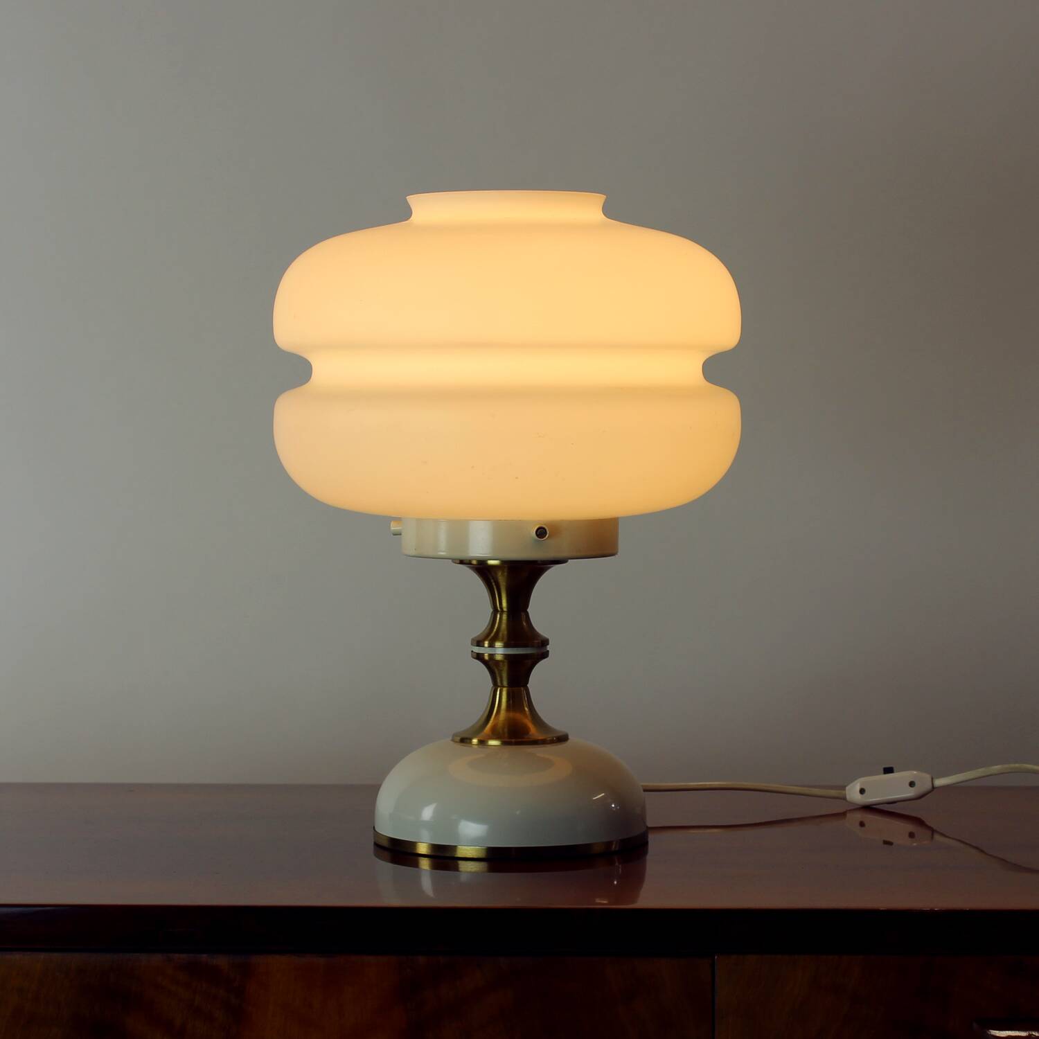 Space Age table lamp in metal and glass by Napako, Czechoslovakia, 1970s