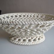 Woven ceramic oval fruit bowl or dish