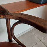 Thonet armchair, swivel, in wood and faux leather.