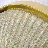 Large vintage ceiling lamp, glass and brass 60s