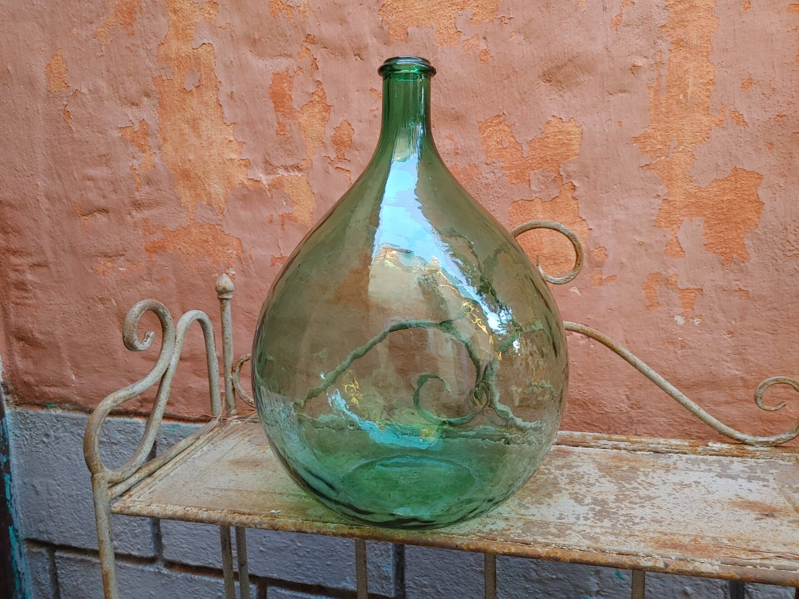 Demijohn old bubbled glass - 15 liters - height 42 cm ( c)