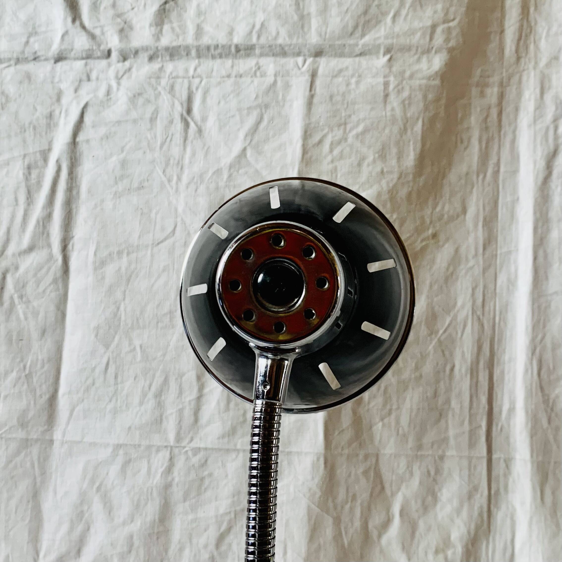 Vintage flexible desk lamp in black and chrome metal