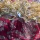 Coussin Rond Velours Rouge Et Or