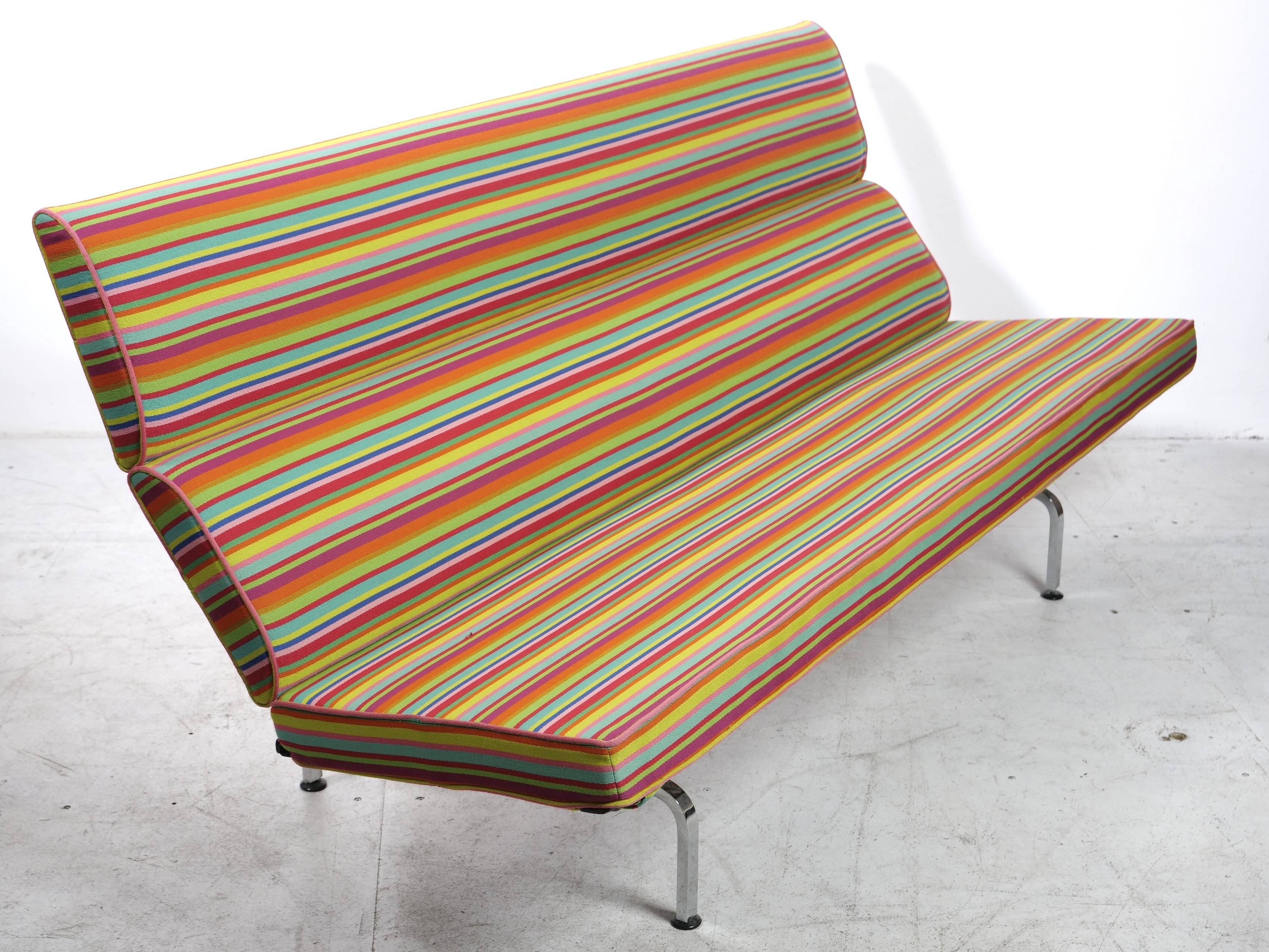 Compact sofa Eames Vitra Alexander Girard Miller stripe fabric