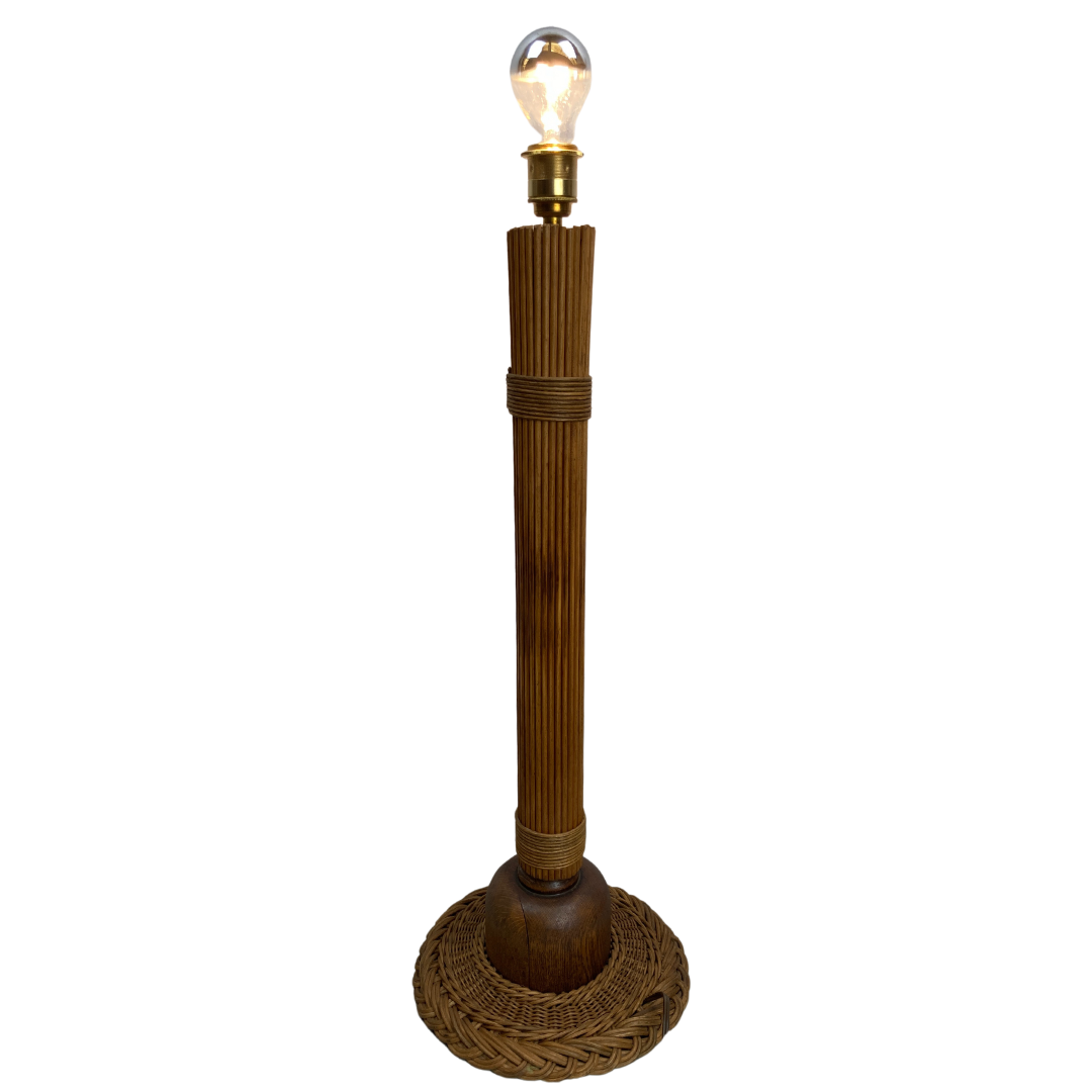 Midcentury Scandinavian rattan wicker mushroom floor lamp, 1960s