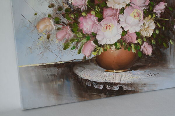 Tableau huile bouquet de fleurs