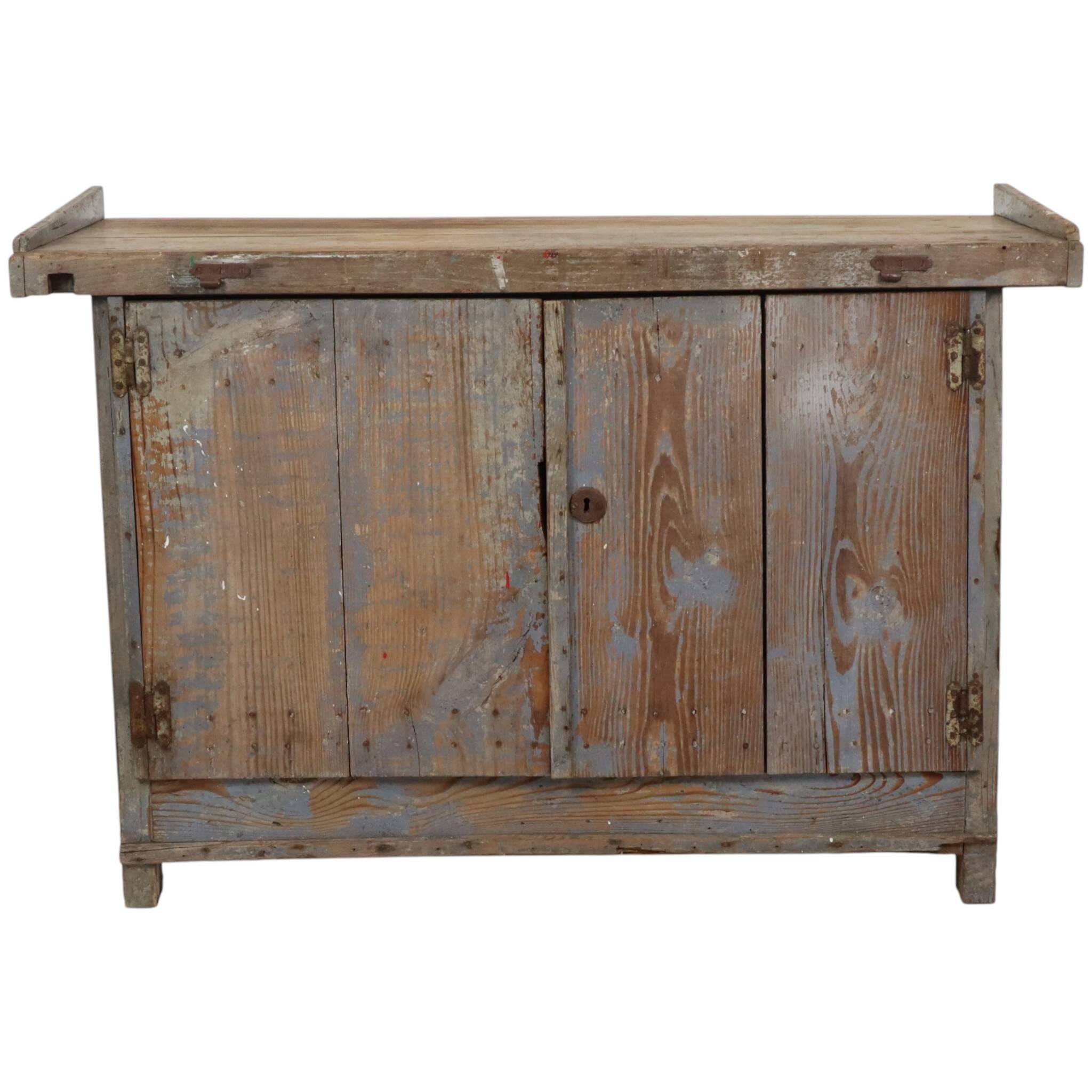 Characterful Old Blue Workbench Sideboard Unique 124cm