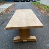 Restored 19th century solid oak monastery dining table, 215cm
