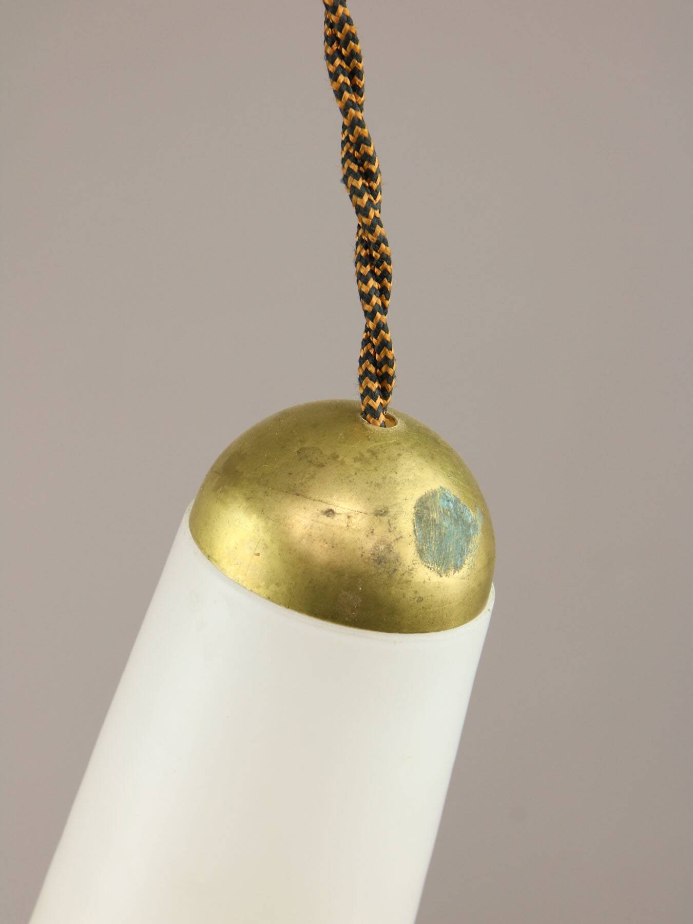 Mid-Century Italian Opaline and Brass Pendant Lamp