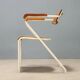 Vintage chair in enamelled metal and wood, Italian design, 1960s.