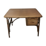 Rattan desk and vintage canning