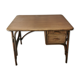 Bureau rotin et cannage vintage