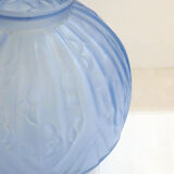 Art Deco ball vase, frosted blue glass