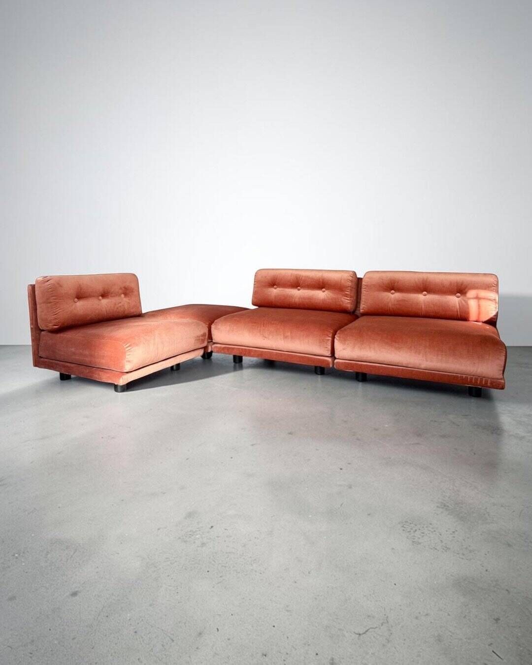 Canapé modulaire Salpol en velours Dralon (Bayer), Italie 1970