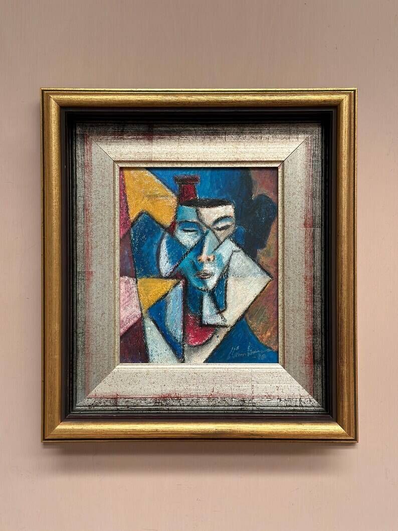 Original Finnish Oil on Panel – “Face” by Christian Immonen – Signed – Dated 1990 – Vintage & Framed