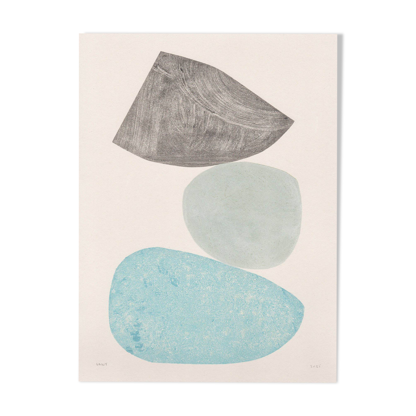 Painting on paper 30x40 illustration pebbles b311 signed eawy