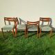 Lot of 4 Scandinavian chairs in wood and velvet fabric