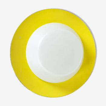 Metal opaline glass wall light, yellow, Italy, 1960s