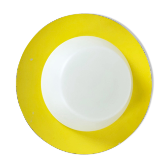 Metal opaline glass wall light, yellow, Italy, 1960s