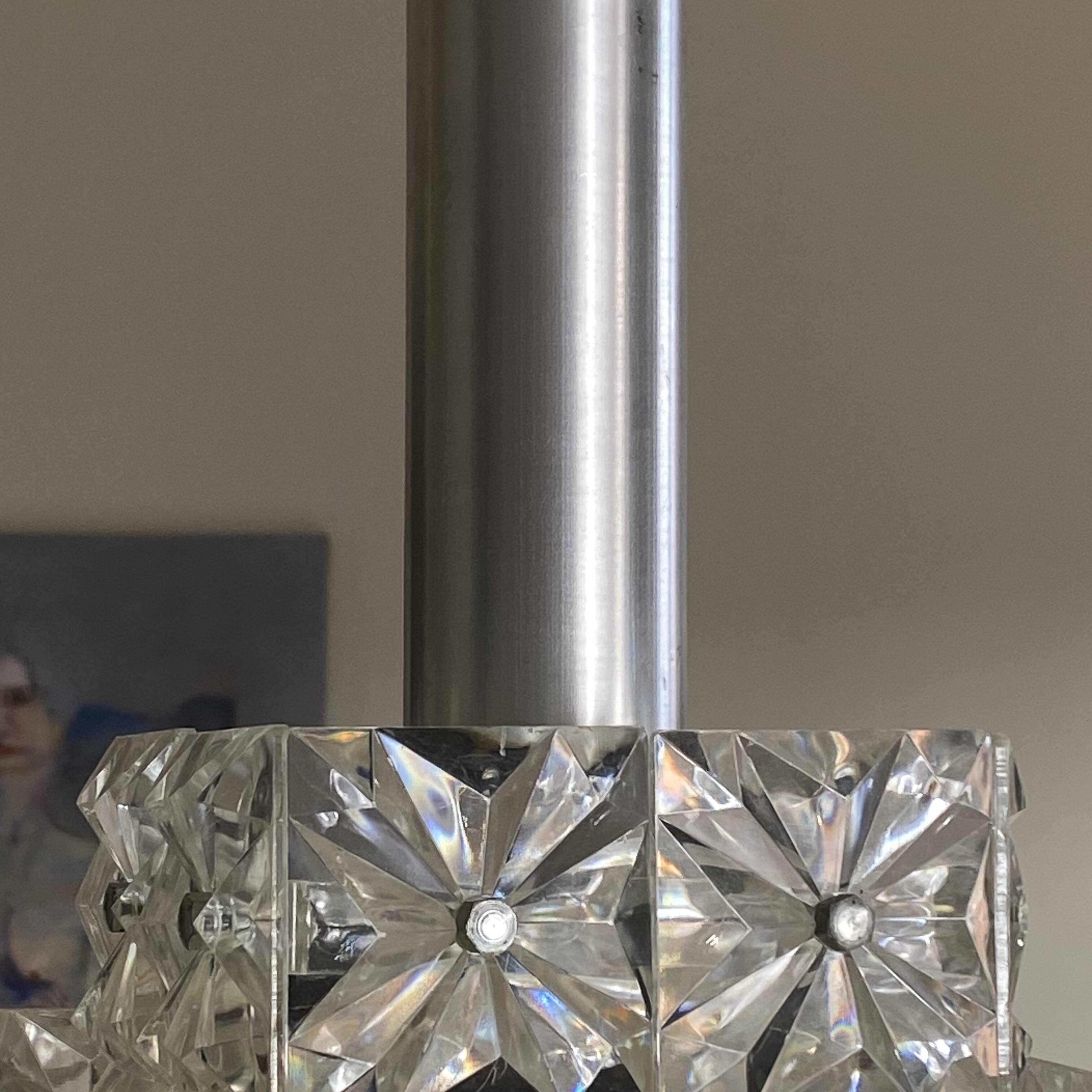 Diamond point plexiglass suspension light and aluminium