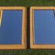 Bamboo and woven wicker mirrors in the style of Dior, 1960s-70s. Set of 2.