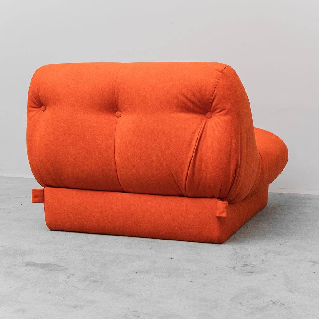 Pair of vintage orange armchairs, 1970s design, modernist