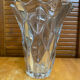 Vintage 1970s Moulded Glass Vase in Corolla Shape with Bubbles