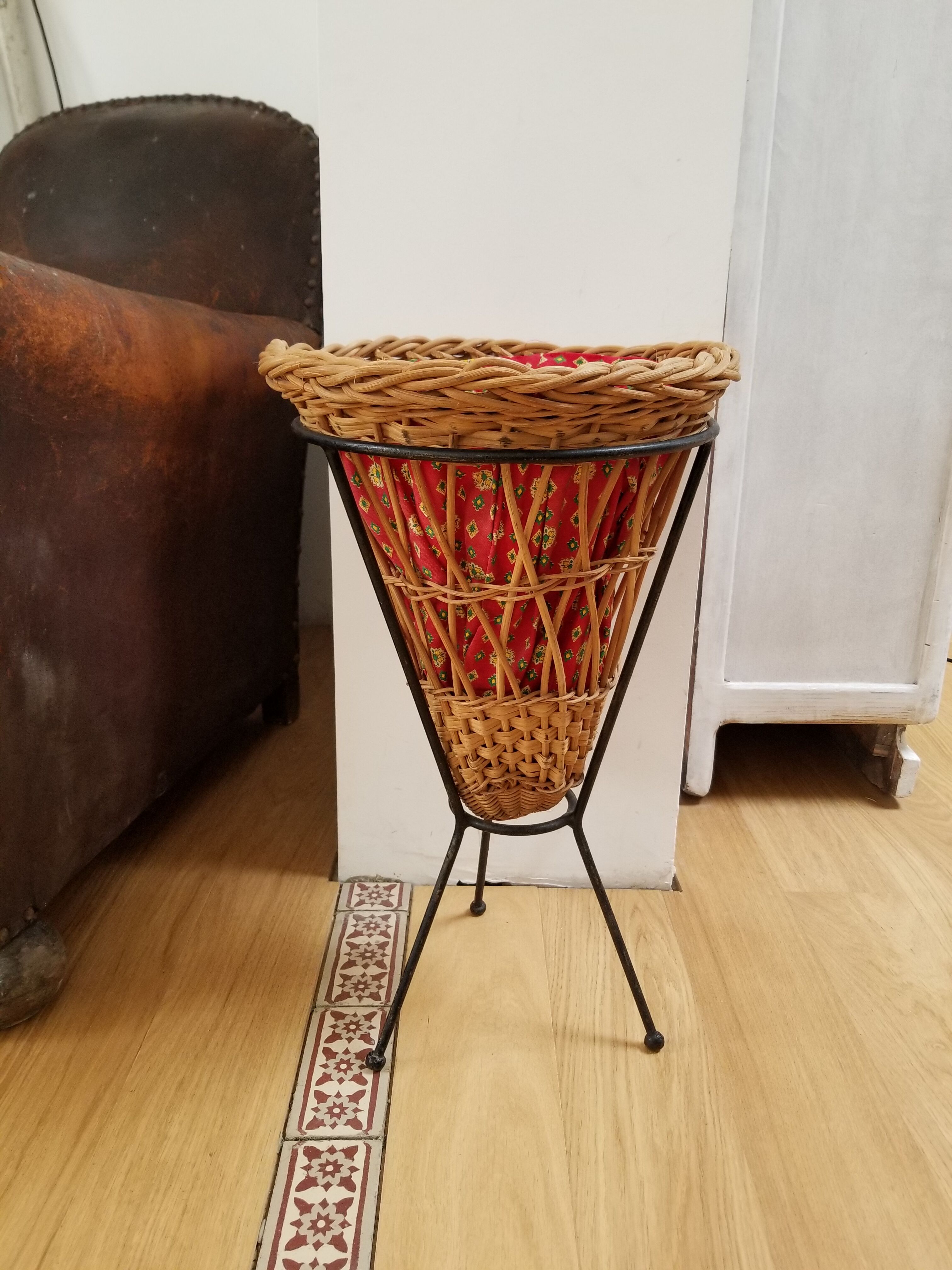 Wicker basket and wrought iron