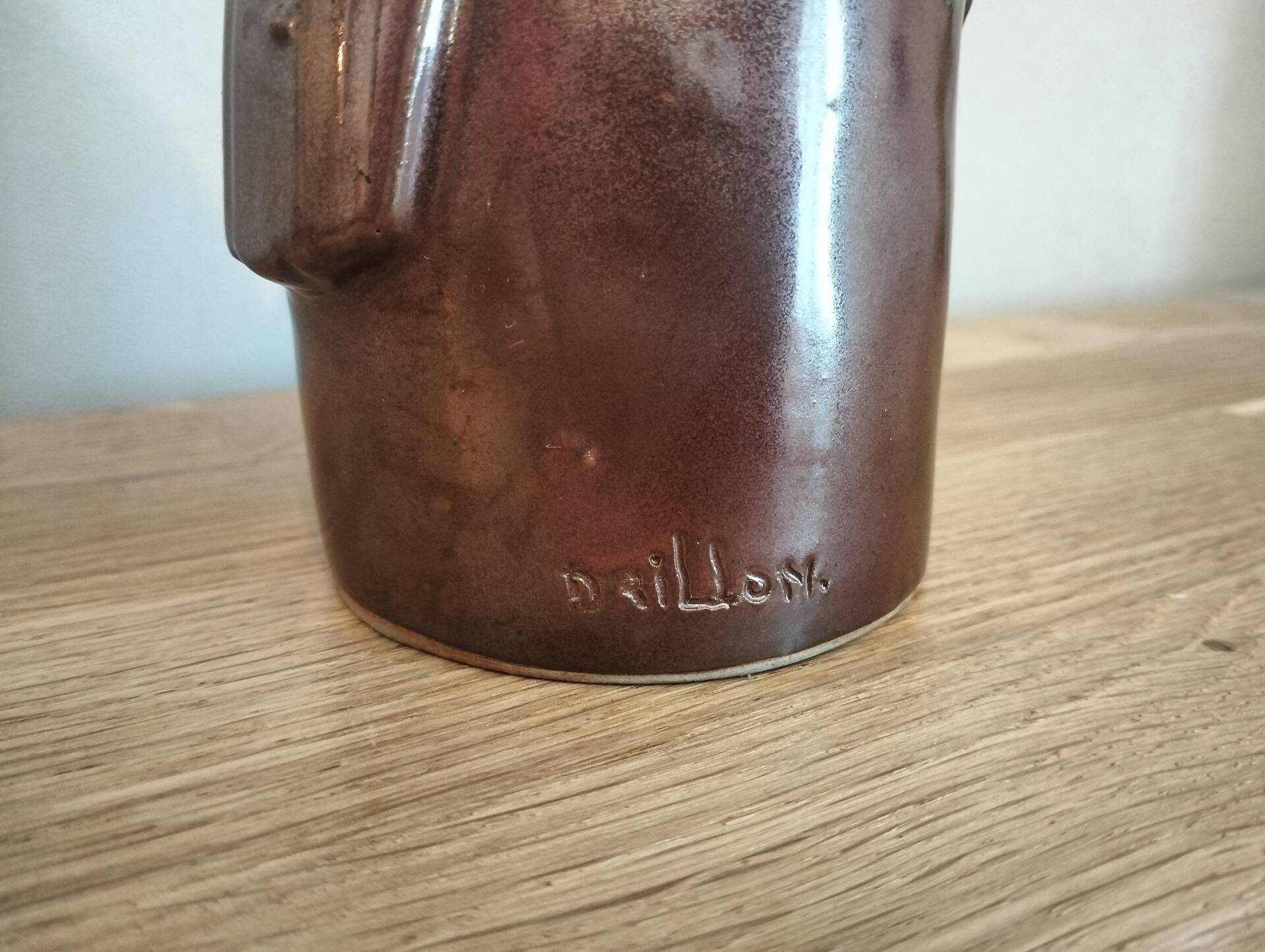 Glazed stoneware owl signed Drillon – Puisaye, 1950s