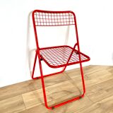 Vintage ikea red metal folding chair