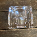 Pair of Modernist Cube Design Candle Holders Moulded Glass 1970s Vintage