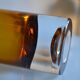 Vintage 70s 1970s roll vase, two-tone amber blown glass