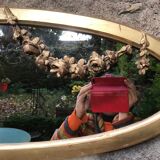 Miroir ovale doré à la feuille d'or 106 x 38 cm