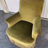 Vintage yellow/green velvet armchair