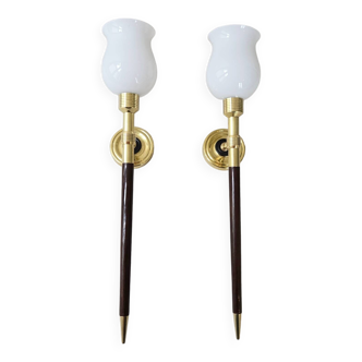 Pair of vintage wall lights Maison Lancel 1950