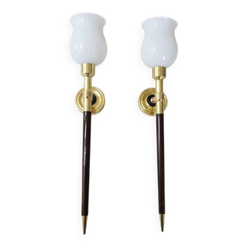 Pair of vintage wall lights Maison Lancel 1950