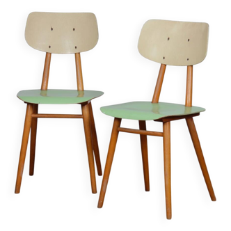 Pair of vintage wooden chairs, produced by Ton, 1960