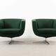 Fauteuil sen tissu vert foncé années 60