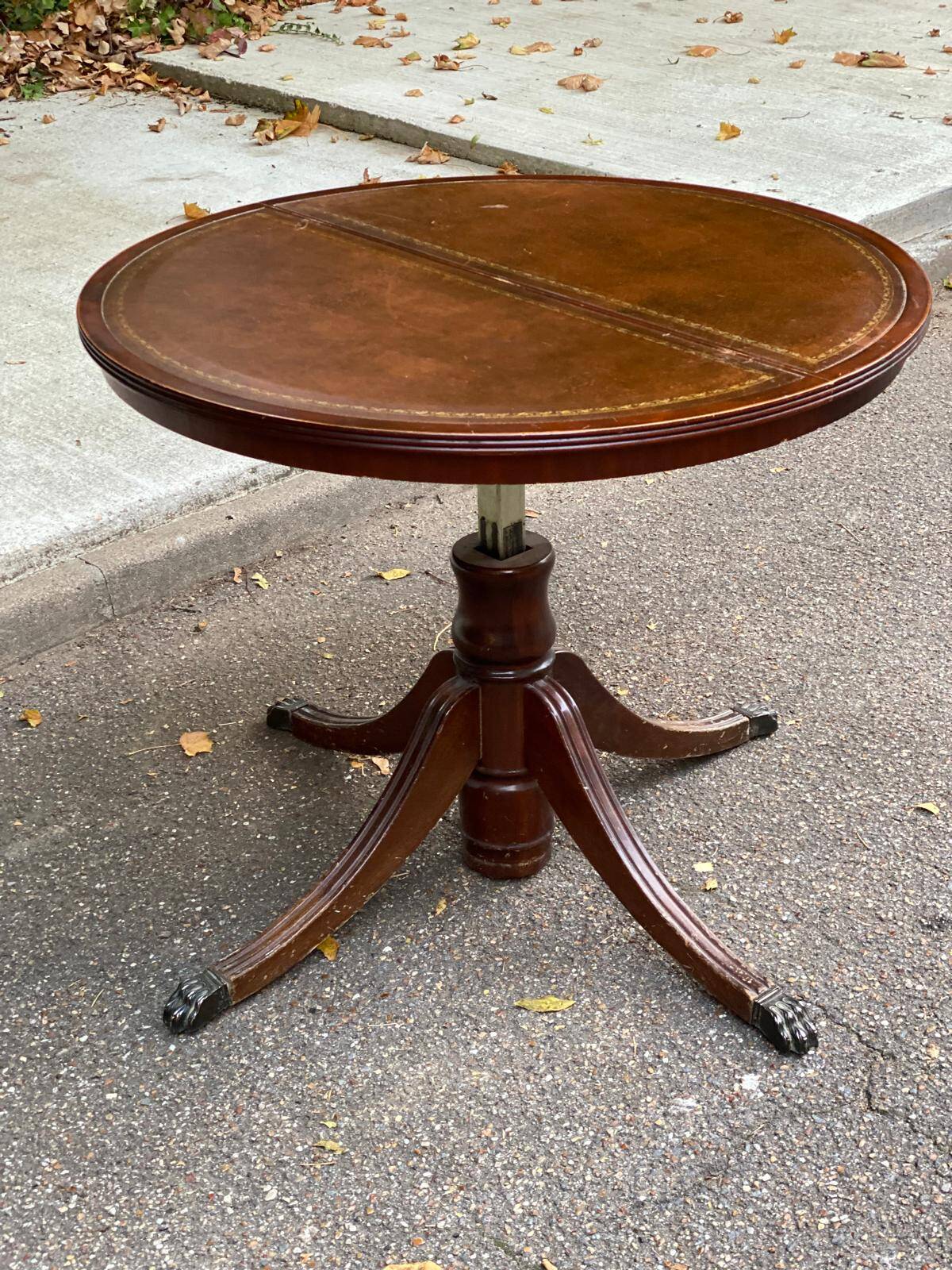 Table à manger ronde relevable et extensible avec pied central 90cm