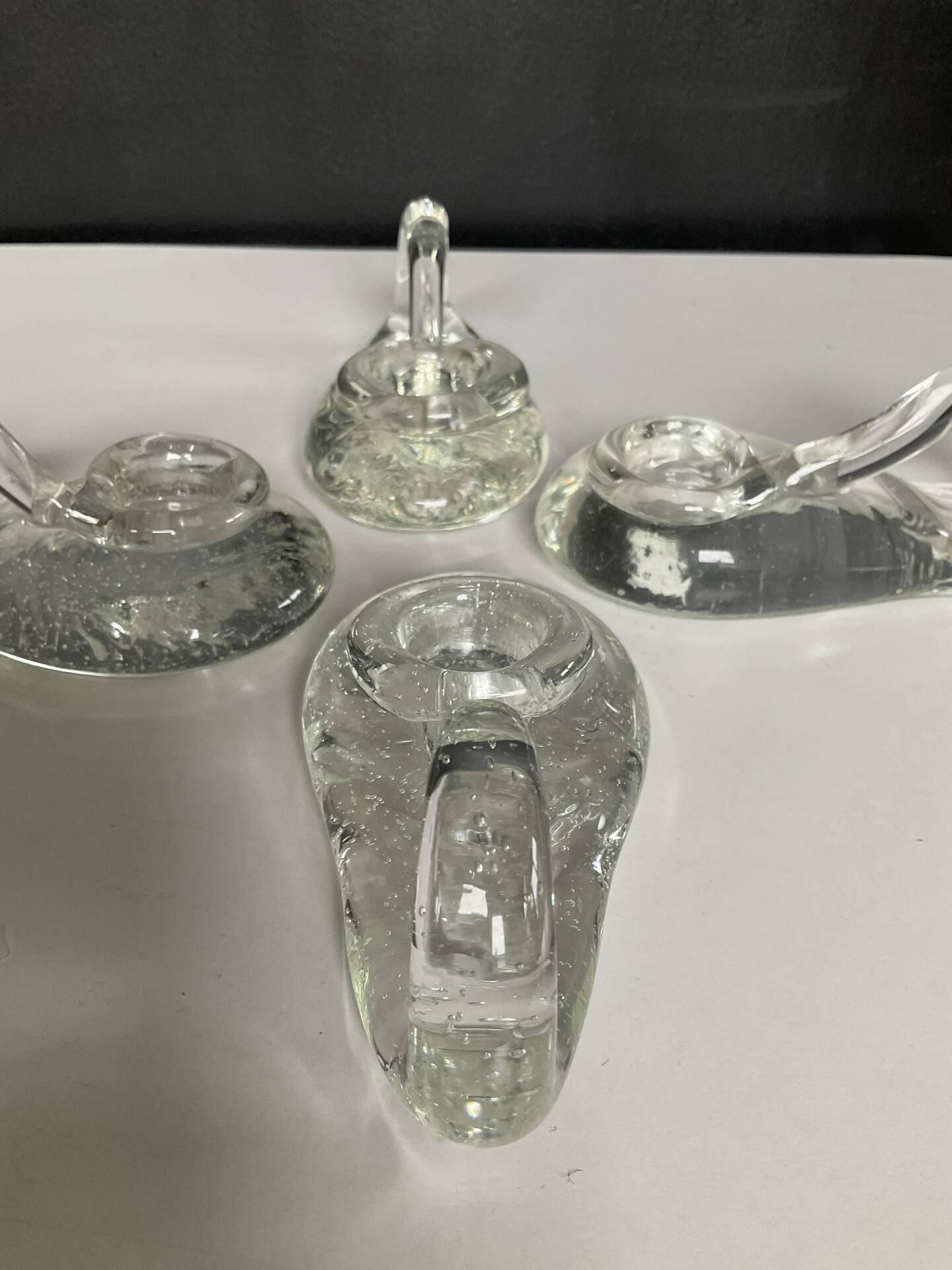 Set of 4 Schneider France crystal candle holders from the 1970s.