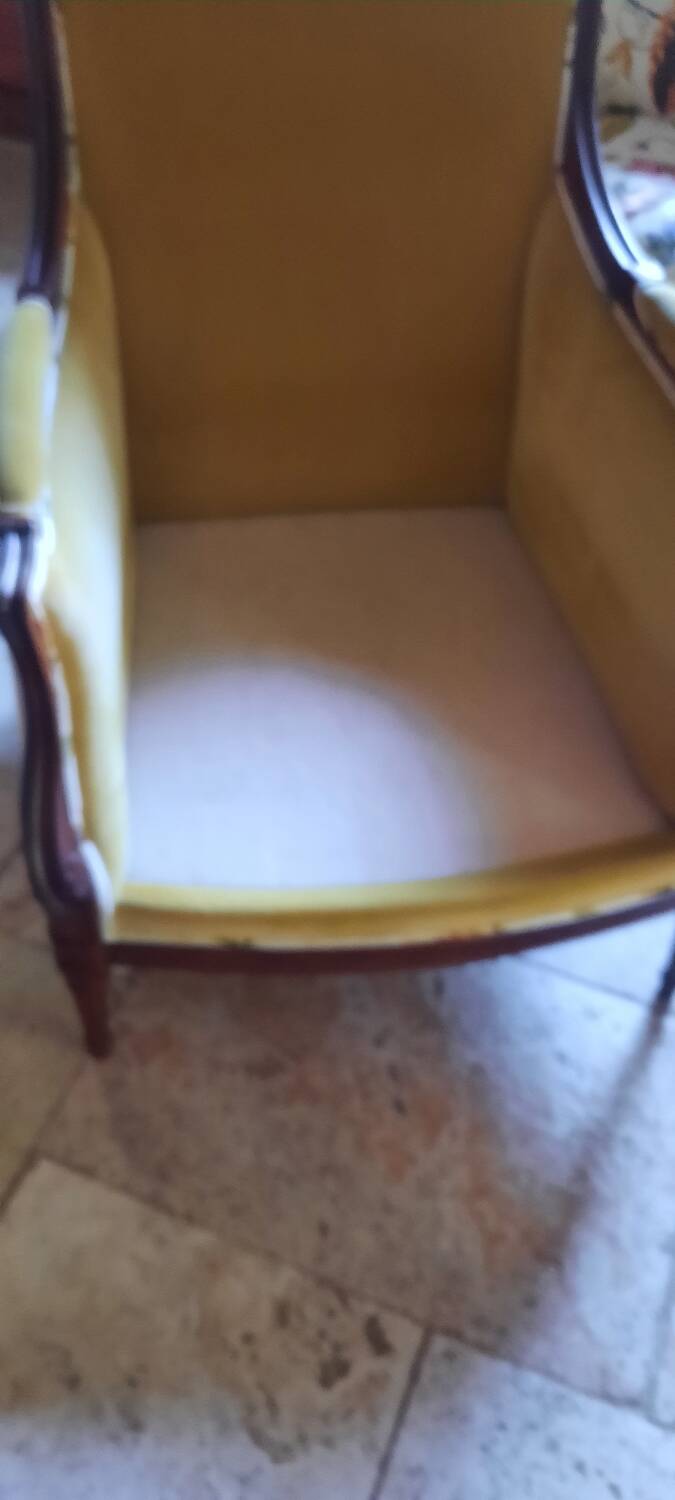 Pair of Louis XVI style bergère armchairs