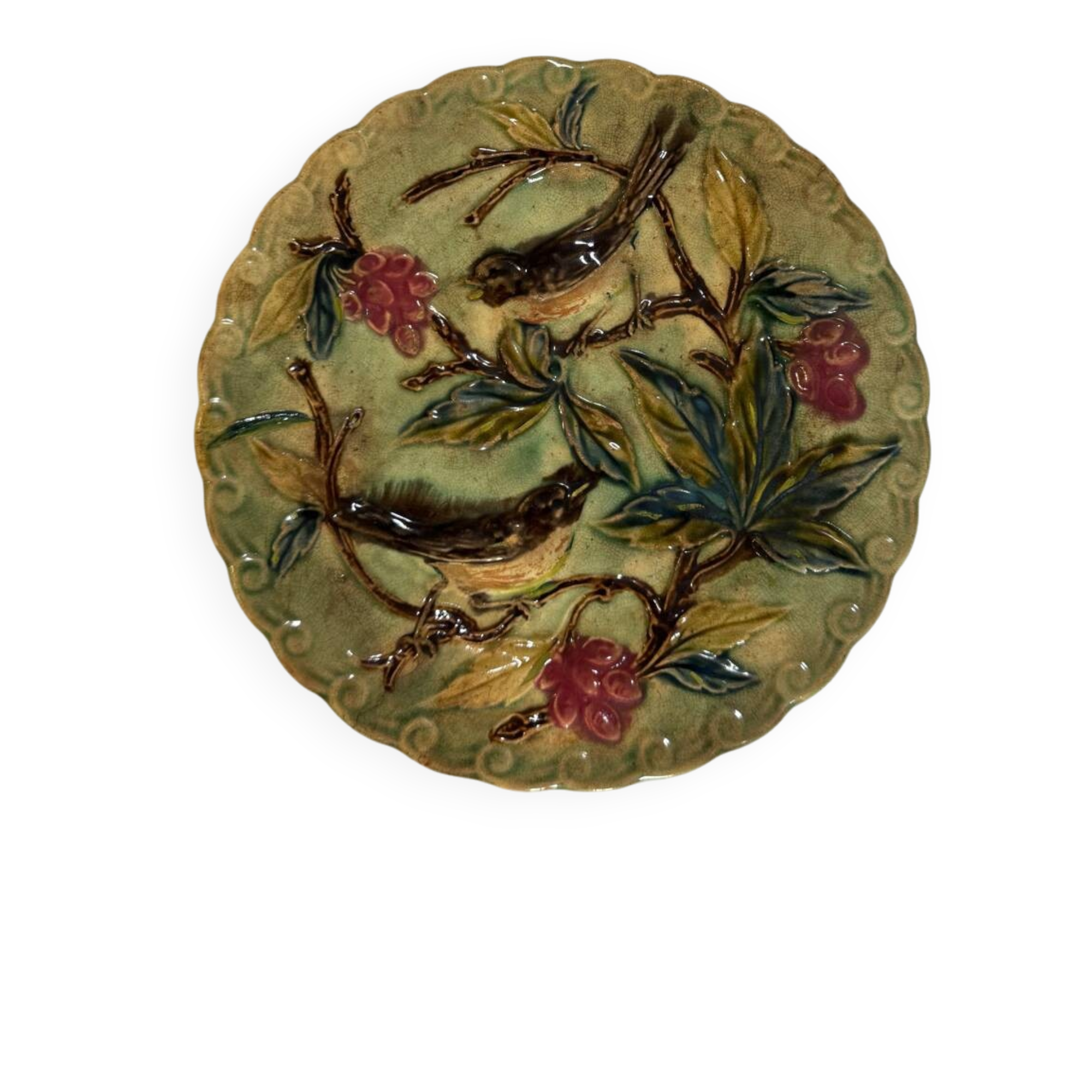 Bird plate barbotine