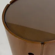 Round wood bar cabinet with glass top, Italy 1960s