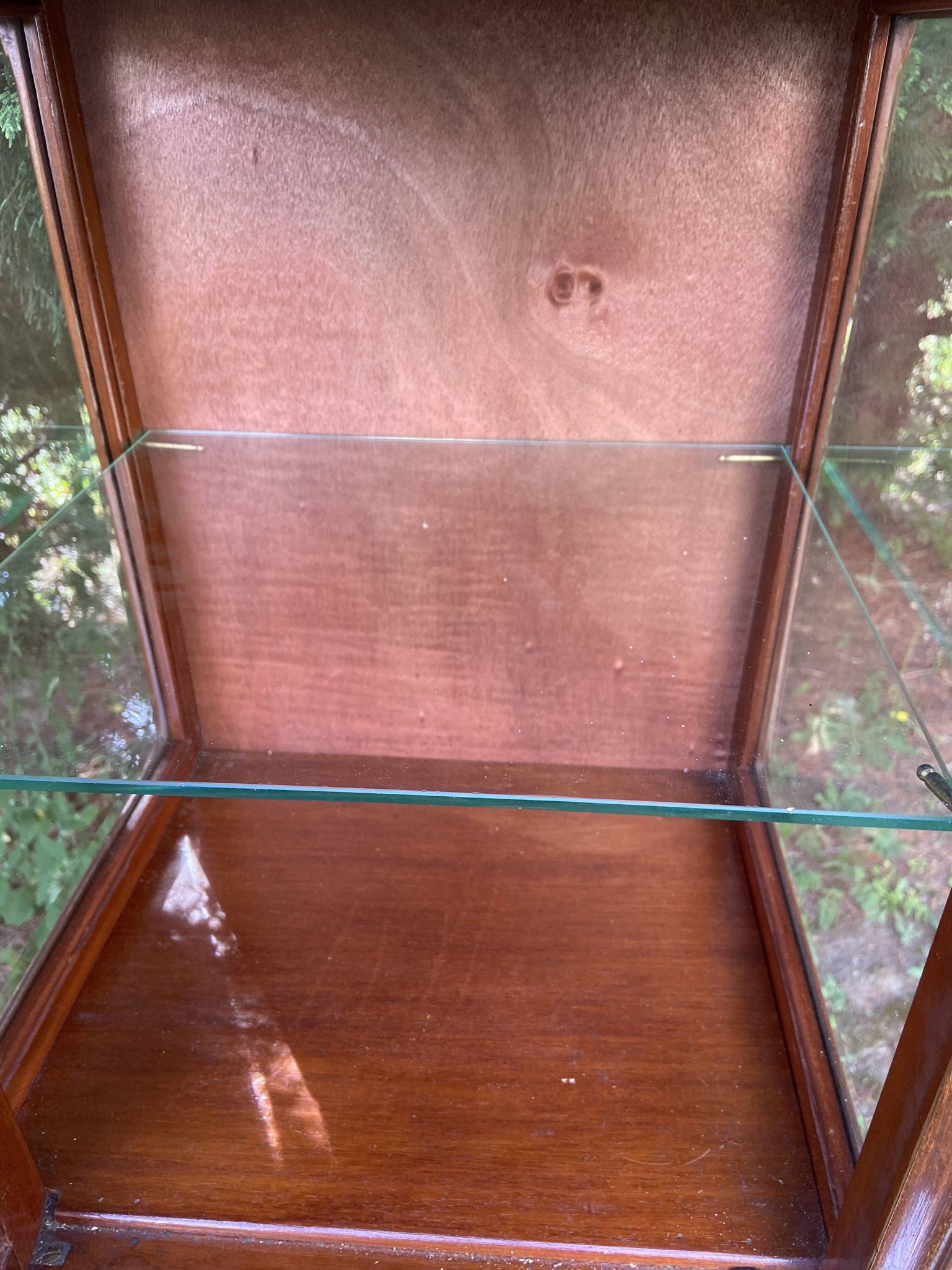 Small 1930s mahogany display cabinet, art deco apothecary cabinet